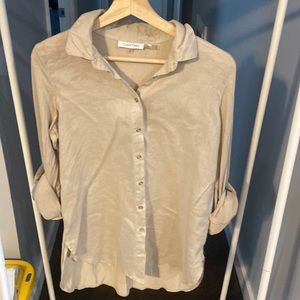 CK Linen Roll Sleeve Top